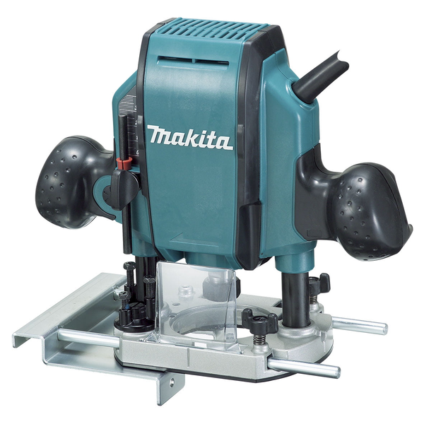 MAKITA-9.5Mm (3/8In) Plunge Router 900W-RP0900X1 Makita-9.5Mm (3/8In) Plunge Router 900W-Rp0900X1: 2 Stage Trigger Switch Mounted On Handle 0-35Mm 3 Stage Plunge Capacity 900W* Motor Provides 27