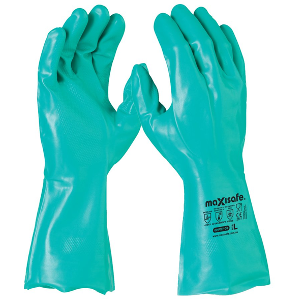 Maxisafe-Gnf127-11: Green Nitrile Chemical Glove 33Cm