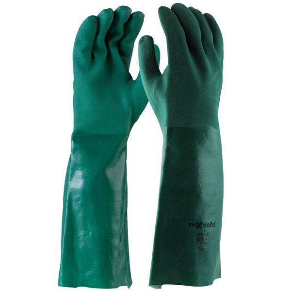 Maxisafe-Gpd134-45: Green Double Dipped Pvc Glove 45Cm
