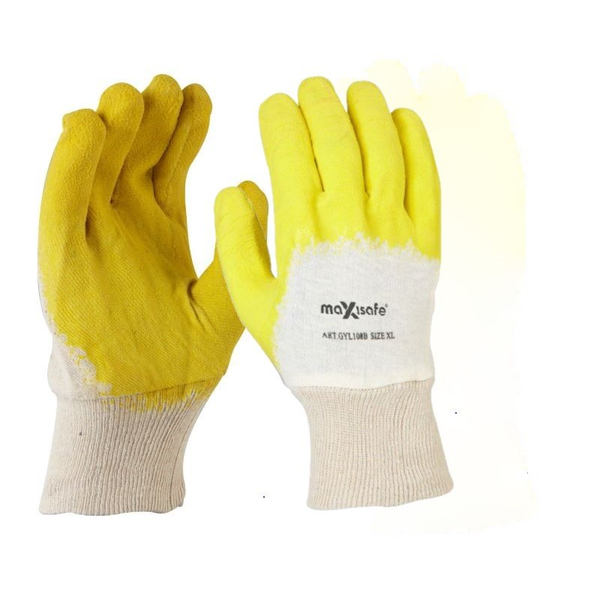 Maxisafe-Gyl108E: Economy 'Glass Gripper' Yellow Latex Dipped Palm