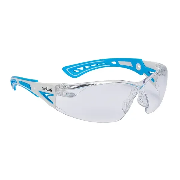BOLLE Rush+ Healthcare Platinum Asaf Clear Pc Lens With Blue/White Temples – PSSRUSP085 BOLLE Rush+ Healthcare Platinum Asaf Clear Pc Lens With Blue/White Temples PSSRUSP085
