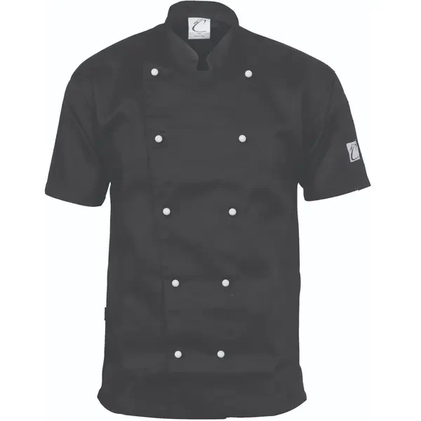 DNC WORKWEAR-110110069: Traditional Chef Jacket Short Sleeve Black 4XL