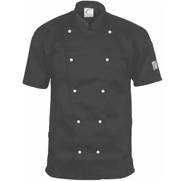 DNC WORKWEAR-110510069: 3 way Air Flow Chef Jacket Short Sleeve Black 4XL