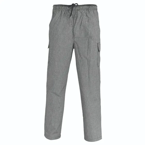 DNC WORKWEAR-150610169: Lightweight Polyester Cotton Cargo Pants Black & White Check 4XL