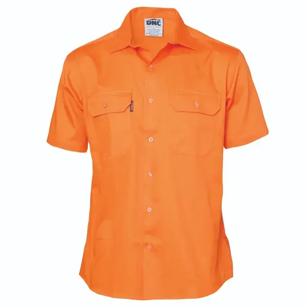 DNC WORKWEAR-320145070: Work Shirt Cotton Drill Short Sleeve Orange 5XL