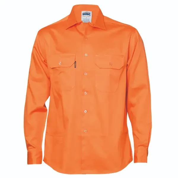 DNC WORKWEAR-320245070: Work Shirt Cotton Drill Long Sleeve Orange 5XL