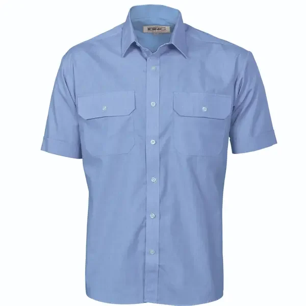 DNC WORKWEAR-321127870: Work Shirt Polyester Cotton Short Sleeve Chambray 5XL