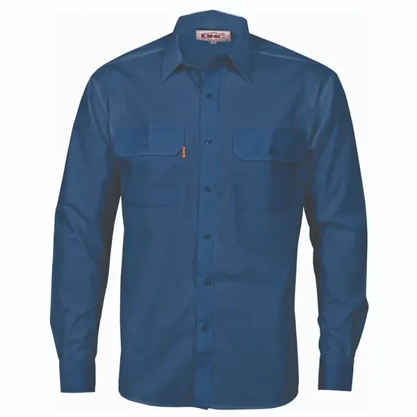 DNC WORKWEAR-321220070: Work Shirt Polyester Cotton Long Sleeve Navy 5XL