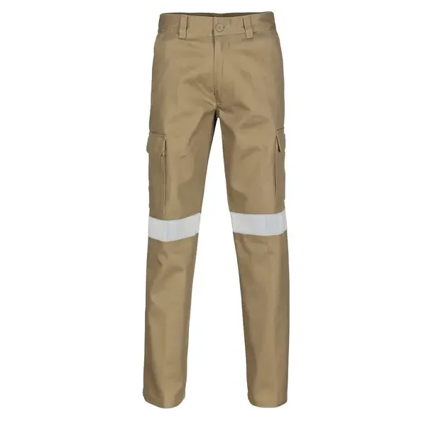 DNC WORKWEAR-33193112132: Cttn Drill Cargo Pants Reflective Tape Khaki 132S