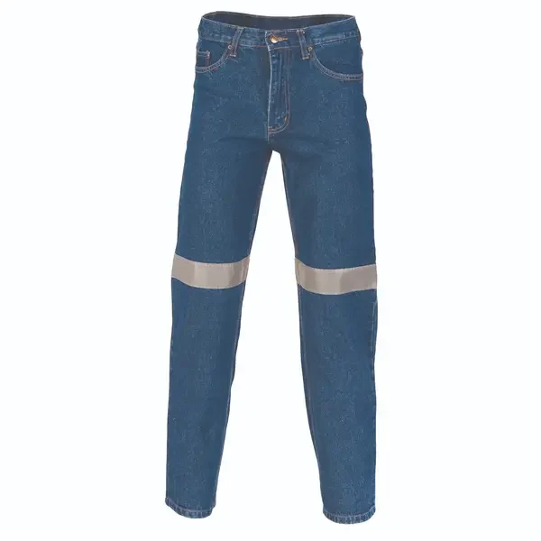 DNC WORKWEAR-33272832132: Denim Jeans with Reflective Tape Blue 132S