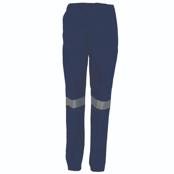 DNC WORKWEAR-332820024: Ladies Drill Trousers-3mReflective Tape Navy 24