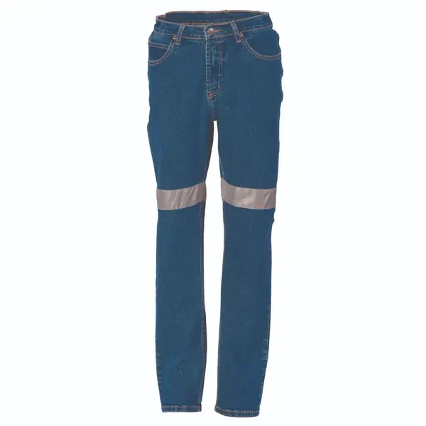 DNC WORKWEAR-333928324: Ladis Denim Stretch Jeans Tape Blue 24