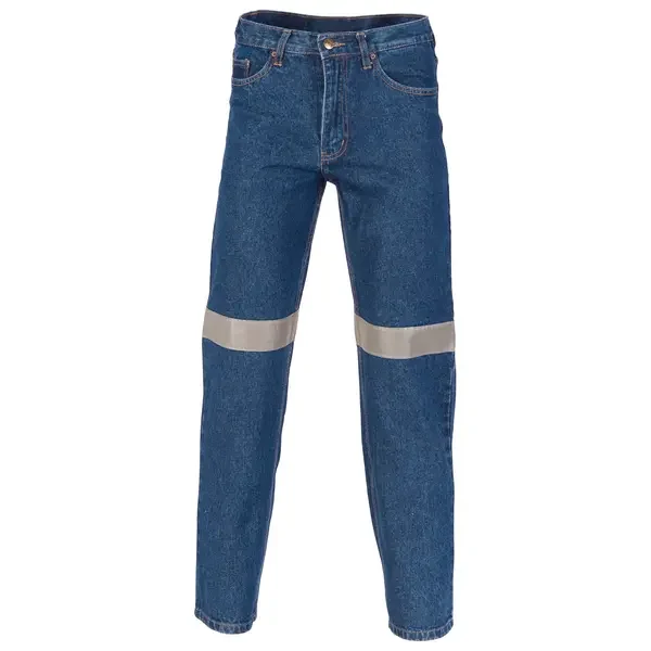 DNC WORKWEAR-33472832132: Stretch Denim Jeans Reflective Tape Blue 132S