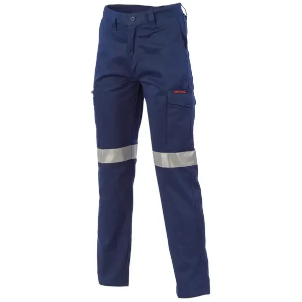 DNC WORKWEAR-33532002132: Mid Weight Cargo Pants Reflective Tape Navy 132S
