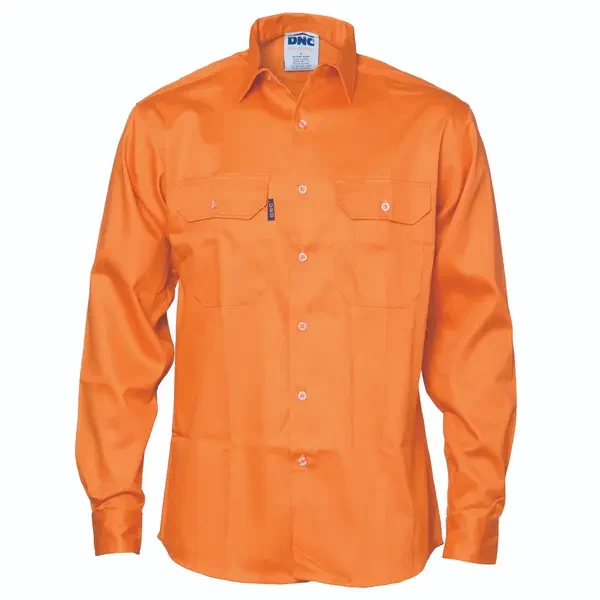 DNC WORKWEAR-340245070: CD Fire Retardant Shirt Long Sleeve Orange 5XL