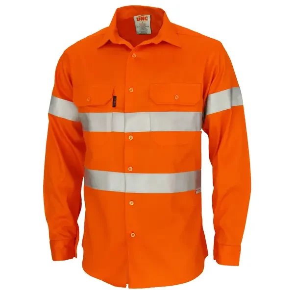 DNC WORKWEAR-340545071: Flame Retardant Cotton Shirt Flame Retardant Tape Long Sleeve Orange 6XL