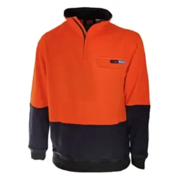 DNC WORKWEAR-342345271: 1/2 Zip Flame Retardant & Arc rated Jumper Orange/Navy 6XL