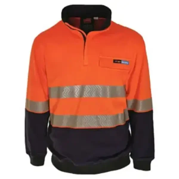 DNC WORKWEAR-342445271: 1/2Zip Flame Retardant & Arc rated D/N Jumper Orange/Navy 6XL
