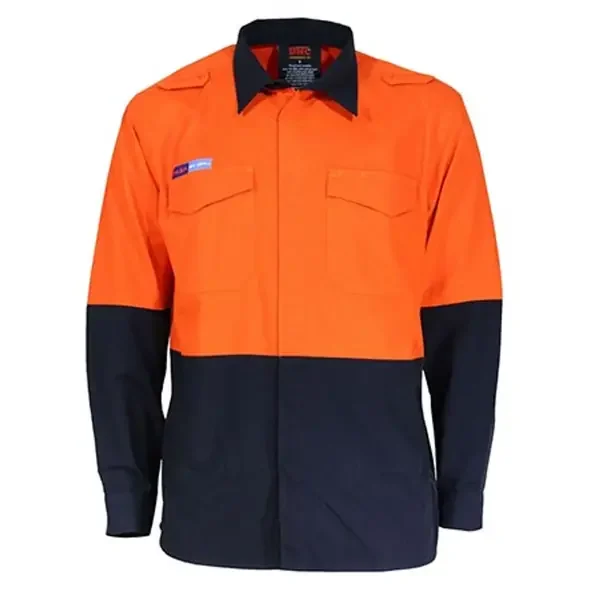 DNC WORKWEAR-344145271: INHERENT Flame Retardant PPE1 2T Lightweight SHIRT Orange/Navy 6XL