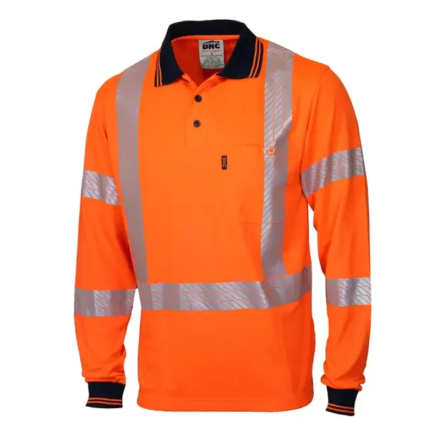 DNC WORKWEAR-351045071: HiVis Segmented T X back Polo Orange 6XL