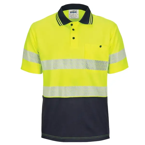 DNC WORKWEAR-351135771: SegmentTaped MicromeshPolo Short Sleeve Yellow/Navy 6XL