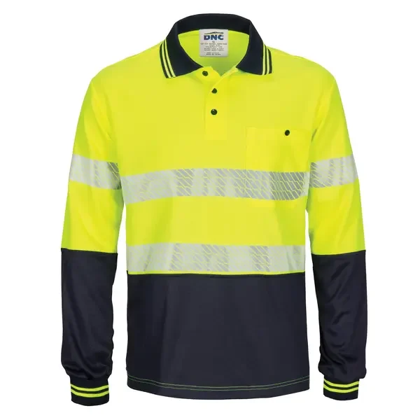 DNC WORKWEAR-351335771: SegmentTaped MicromeshPolo Long Sleeve Yellow/Navy 6XL