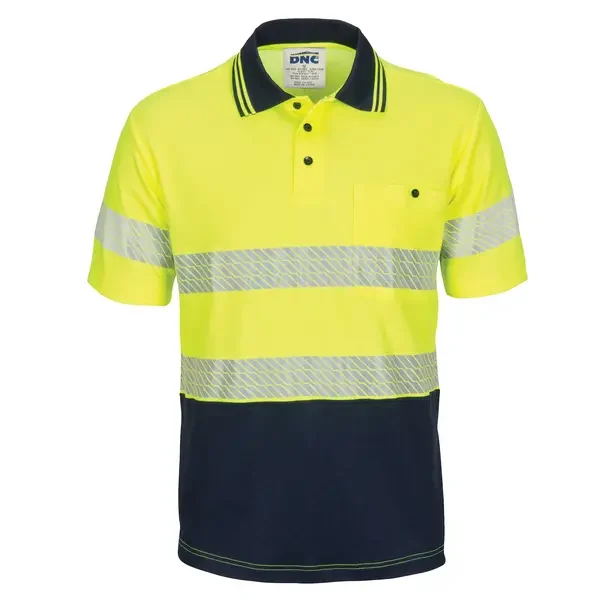 DNC WORKWEAR-351735771: Segment Taped C/B Polo Short Sleeve Yellow/Navy 6XL