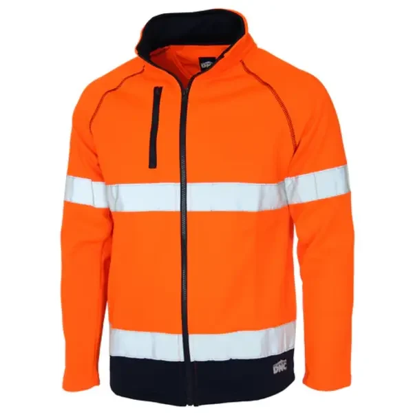 DNC WORKWEAR-352345271: HiVis Taped Softshell Jacket Orange/Navy 6XL