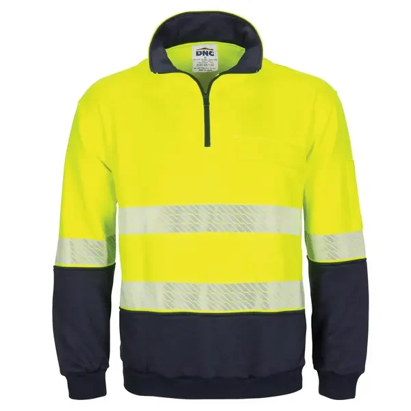 DNC WORKWEAR-352935771: Segment Taped 1/2 Zip Fleecy Yellow/Navy 6XL