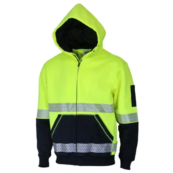 DNC WORKWEAR-353035771: Hvis Segment T Full Zip Hoodie Yellow/Navy 6XL