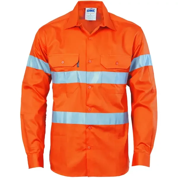 DNC WORKWEAR-353545073: HiVis Drill Shirt Hoop G/T Long Sleeve Orange 8XL