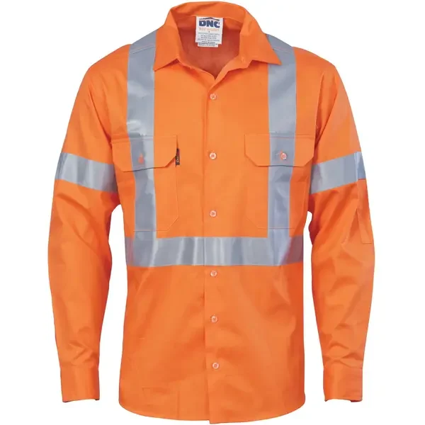 DNC WORKWEAR-354645073: Cotton Shirt X Back CSR T Long Sleeve Orange 8XL