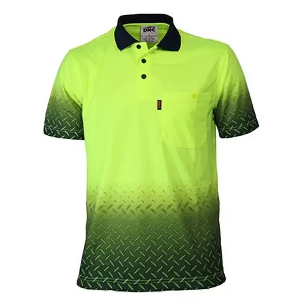 DNC WORKWEAR-3552: HiVis Sublimated Diamond Plate Polo