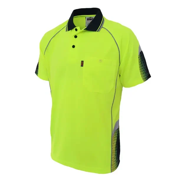 DNC WORKWEAR-356435771 DNC WORKWEAR-356435771: HiVis Galaxy Sublimated Polo Yellow/Navy 6XL