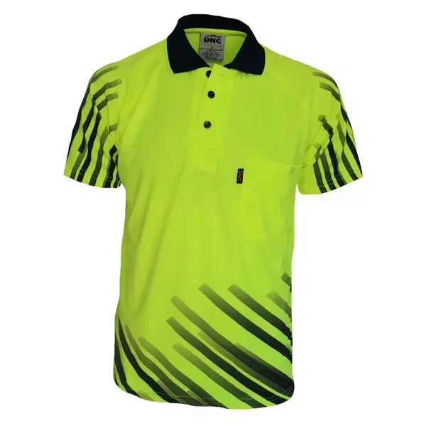 DNC WORKWEAR-356635771 DNC WORKWEAR-356635771: Hvs Sublimated FullStripe Polo Yellow/Navy 6XL