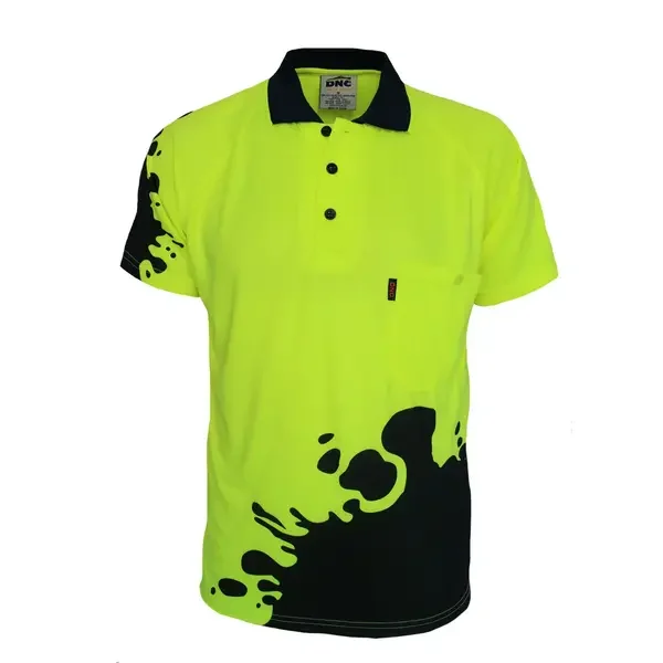 DNC WORKWEAR-356735771 DNC WORKWEAR-356735771: Hivis Sublimated Blot Polo Yellow/Navy 6XL