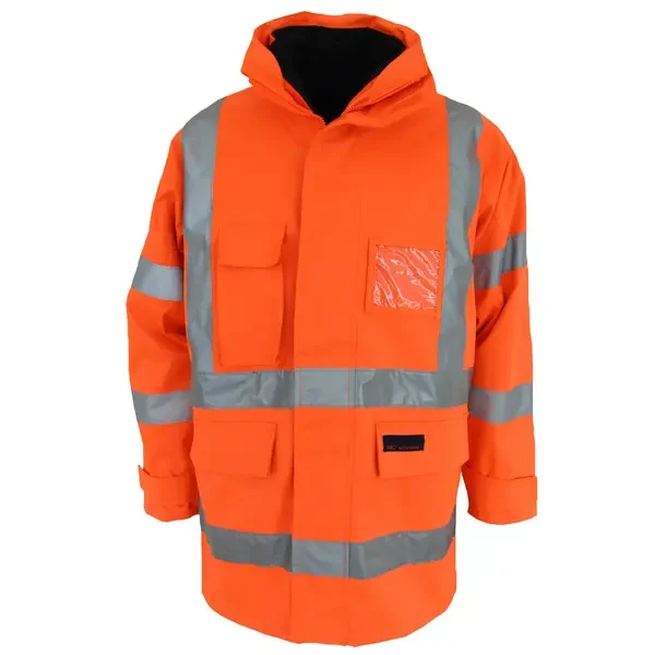 DNC WORKWEAR-357245071: Hivis 6in1 RainJacket Bio Tape Orange 6XL