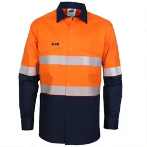 DNC WORKWEAR-364845271: Hvs Segment Taped CooLight Shirt Orange/Navy 6XL