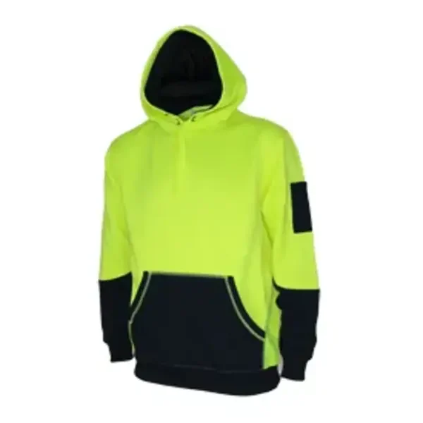 DNC WORKWEAR-372135771 DNC WORKWEAR-372135771: Hivis 2tone superfleecy hoodie Yellow/Navy 6XL