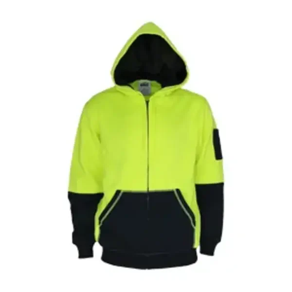 DNC WORKWEAR-372235771 DNC WORKWEAR-372235771: 2tone Full zip Fleecy Hoodie Yellow/Navy 6XL