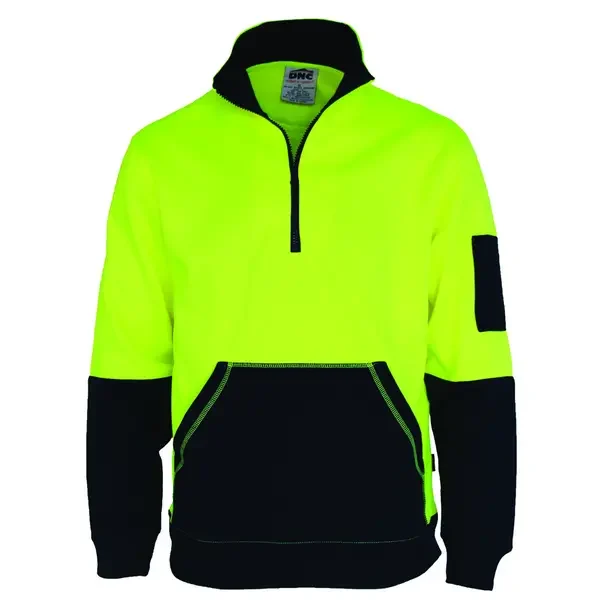 DNC WORKWEAR-372435771: HiVis 1/2 Zip Super Fleecy Yellow/Navy 6XL