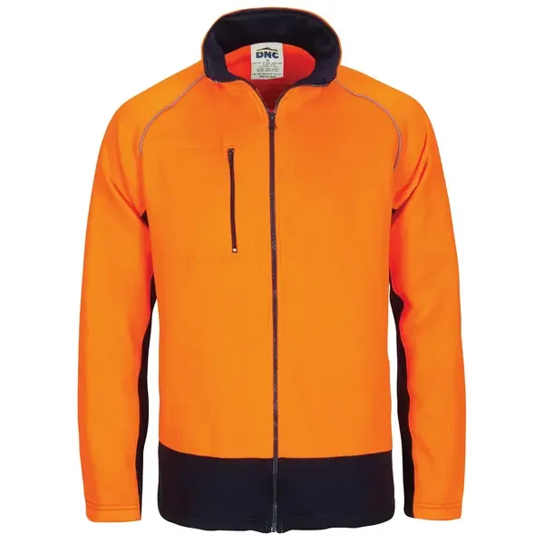 DNC WORKWEAR-372545271: HiVis Two Tone Full Zip Fleecy Orange/Navy 6XL