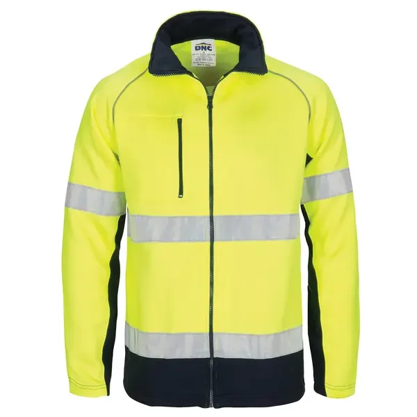 DNC WORKWEAR-372635771: Hivs 2Tone FullZip Fleecy GR/T Yellow/Navy 6XL