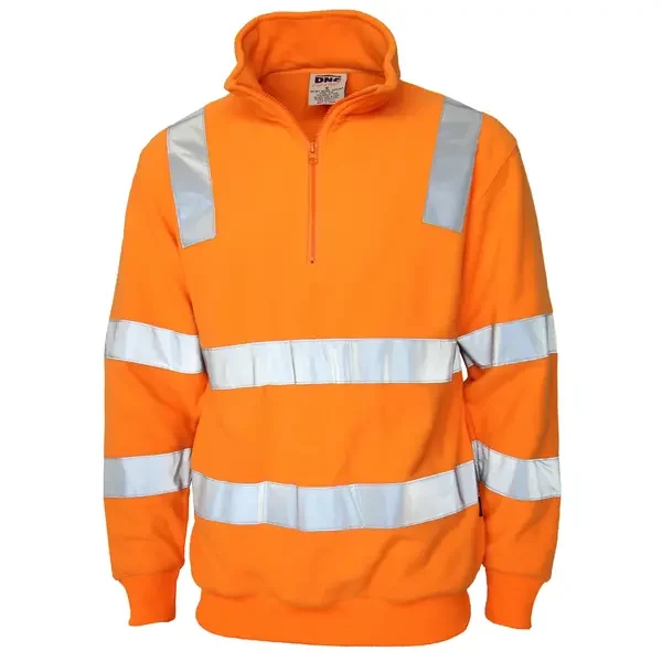 DNC WORKWEAR-373145071: Hvs VIC Rail 1/2ZIP POLAR Flce Orange 6XL