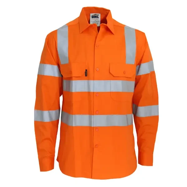 DNC WORKWEAR-374145071: HiVis Bio-T R/W VIC Rail Shirt Orange 6XL