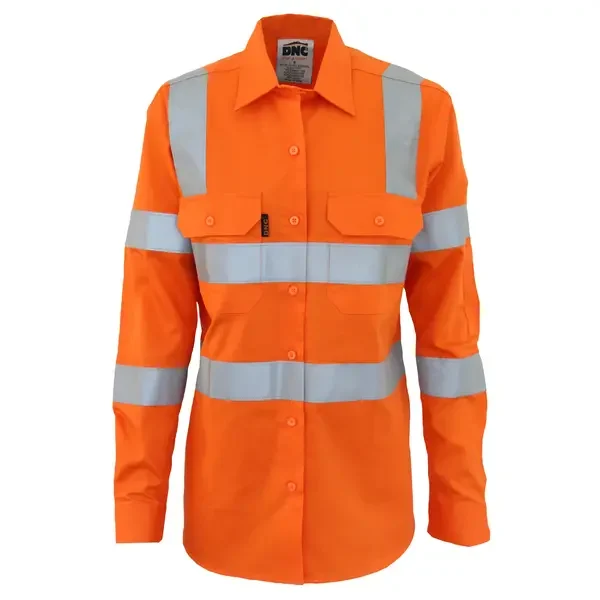 DNC WORKWEAR-374245024: Ladies Lightweight VicRail Cttn Shirt T Orange 24