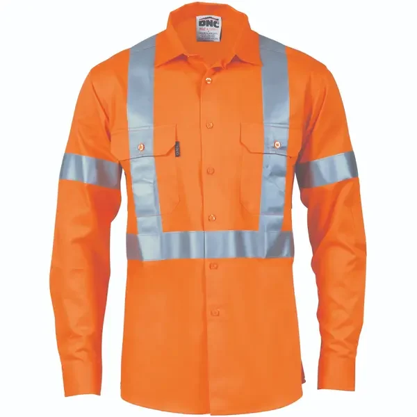 DNC WORKWEAR-374645071: Cotton Shirt X Back 3M T Long Sleeve Orange 6XL
