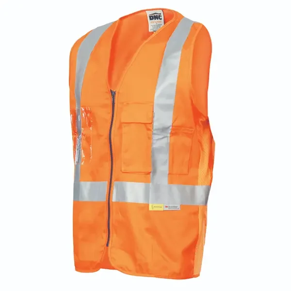 DNC WORKWEAR-381045071 DNC WORKWEAR-381045071: DN Crs Back Cotton Safety Vest Orange 6XL