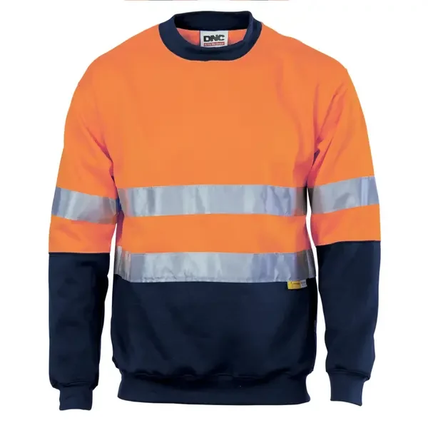 DNC WORKWEAR-382445272: Two Tone HiVis Sweatshirt Tape Orange/Navy 7XL
