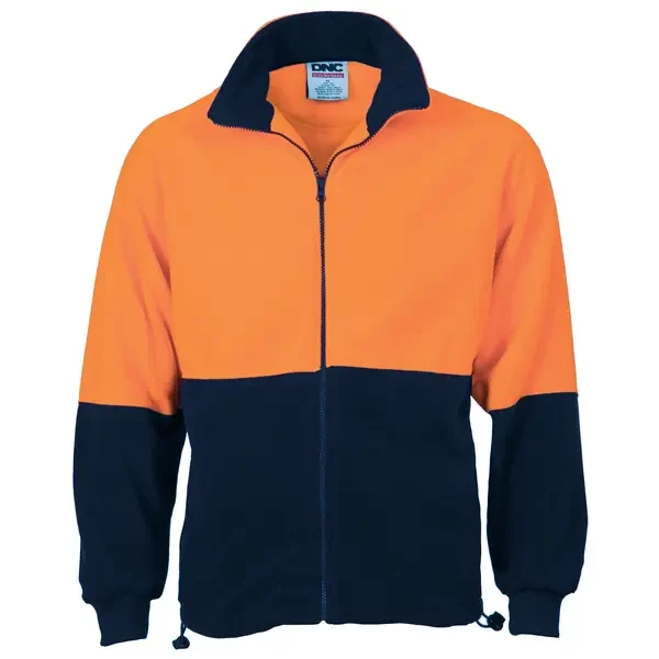 DNC WORKWEAR-382745270: Two Tone FZip P/Fleece Jacket Orange/Navy 5XL